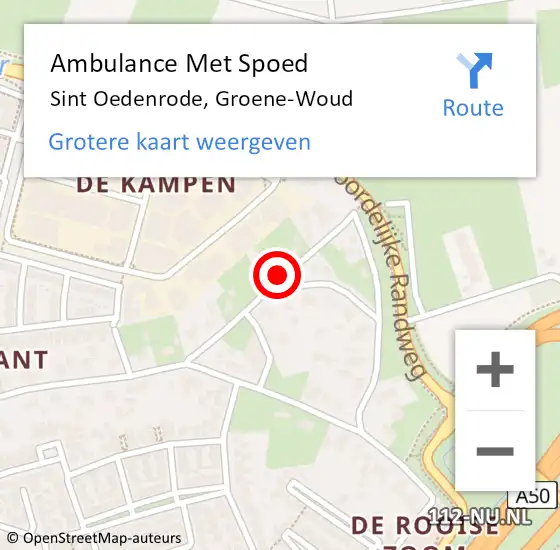 Locatie op kaart van de 112 melding: Ambulance Met Spoed Naar Sint Oedenrode, Groene-Woud op 19 maart 2016 23:40