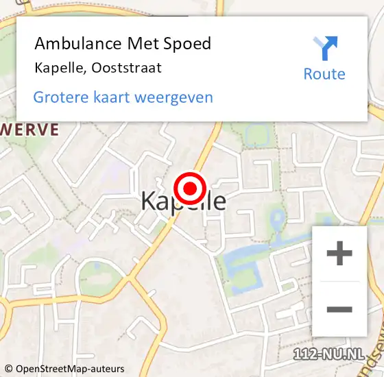 Locatie op kaart van de 112 melding: Ambulance Met Spoed Naar Kapelle, Ooststraat op 19 maart 2016 23:49