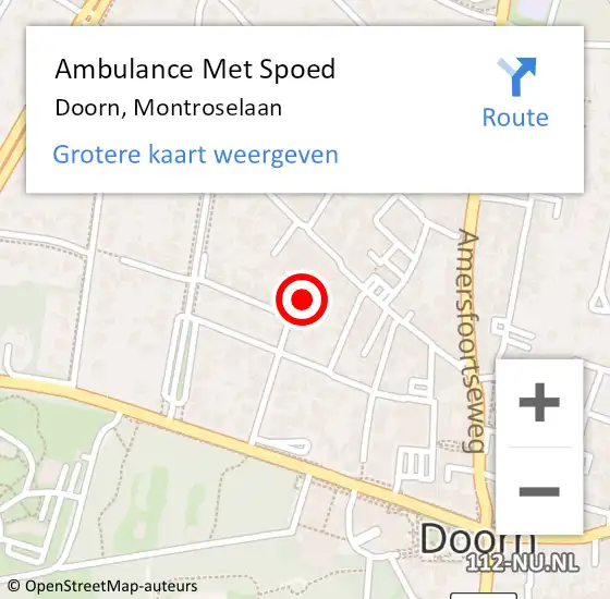 Locatie op kaart van de 112 melding: Ambulance Met Spoed Naar Doorn, Montroselaan op 20 maart 2016 00:14