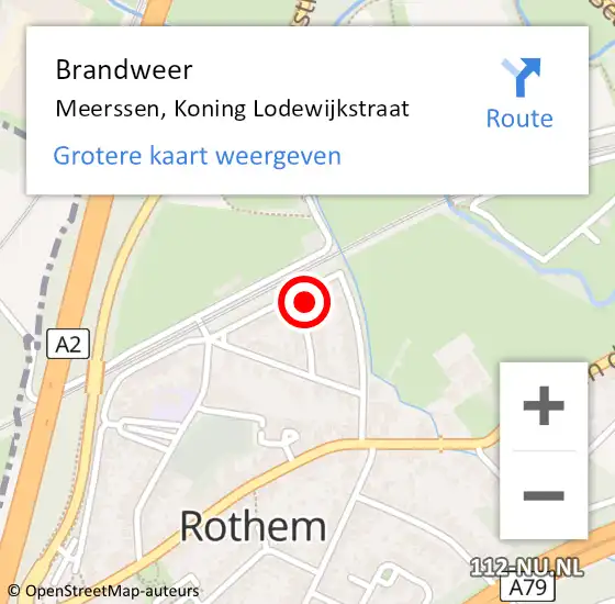 Locatie op kaart van de 112 melding: Brandweer Meerssen, Koning Lodewijkstraat op 9 december 2013 13:34