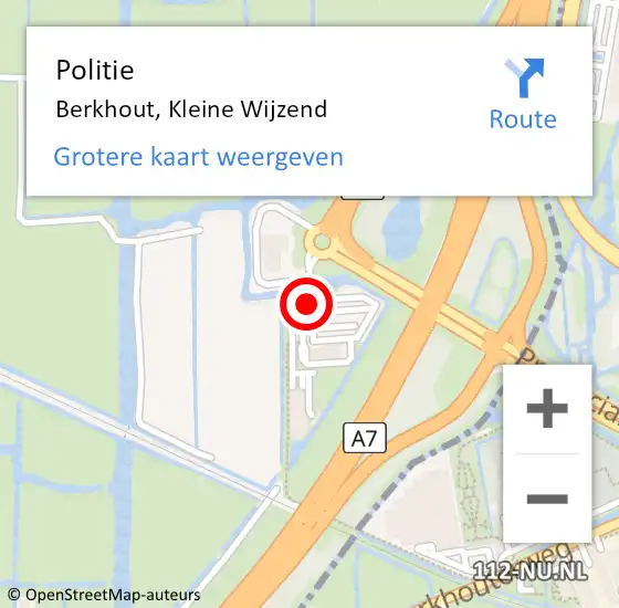 Locatie op kaart van de 112 melding: Politie Berkhout, Kleine Wijzend op 20 maart 2016 01:02