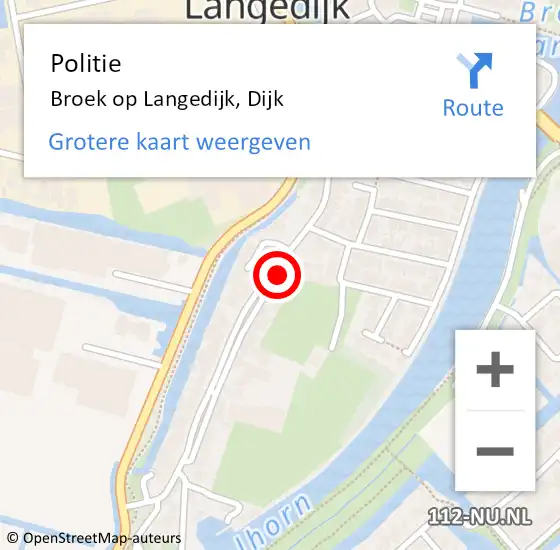 Locatie op kaart van de 112 melding: Politie Broek op Langedijk, Dijk op 20 maart 2016 01:29