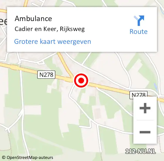 Locatie op kaart van de 112 melding: Ambulance Cadier en Keer, Rijksweg op 20 maart 2016 01:45