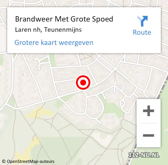 Locatie op kaart van de 112 melding: Brandweer Met Grote Spoed Naar Laren nh, Teunenmijns op 20 maart 2016 02:04