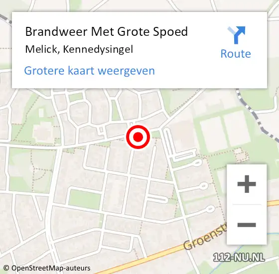 Locatie op kaart van de 112 melding: Brandweer Met Grote Spoed Naar Melick, Kennedysingel op 20 maart 2016 03:18