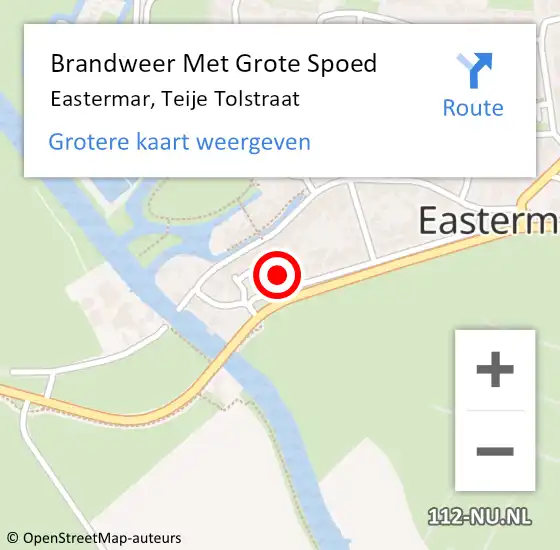 Locatie op kaart van de 112 melding: Brandweer Met Grote Spoed Naar Eastermar, Teije Tolstraat op 20 maart 2016 04:15