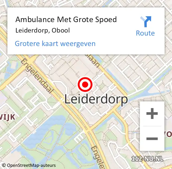 Locatie op kaart van de 112 melding: Ambulance Met Grote Spoed Naar Leiderdorp, Obool op 20 maart 2016 05:10