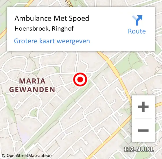 Locatie op kaart van de 112 melding: Ambulance Met Spoed Naar Hoensbroek, Ringhof op 9 december 2013 13:42