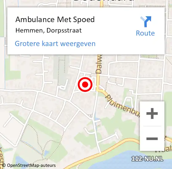 Locatie op kaart van de 112 melding: Ambulance Met Spoed Naar Hemmen, Dorpsstraat op 20 maart 2016 07:13