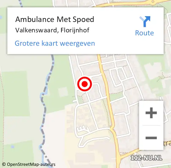 Locatie op kaart van de 112 melding: Ambulance Met Spoed Naar Valkenswaard, Florijnhof op 20 maart 2016 08:26