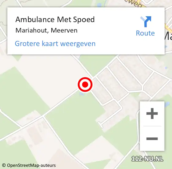 Locatie op kaart van de 112 melding: Ambulance Met Spoed Naar Mariahout, Meerven op 20 maart 2016 08:45