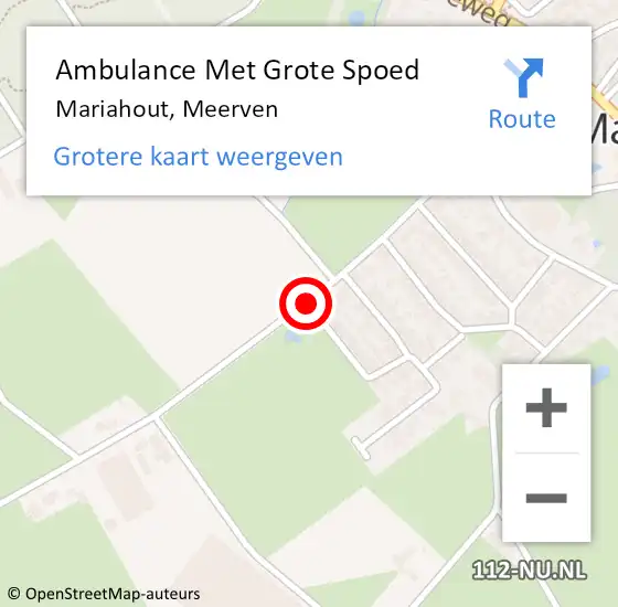 Locatie op kaart van de 112 melding: Ambulance Met Grote Spoed Naar Mariahout, Meerven op 20 maart 2016 08:48