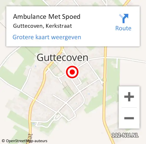 Locatie op kaart van de 112 melding: Ambulance Met Spoed Naar Guttecoven, Kerkstraat op 9 december 2013 13:49