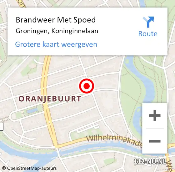 Locatie op kaart van de 112 melding: Brandweer Met Spoed Naar Groningen, Koninginnelaan op 20 maart 2016 09:02