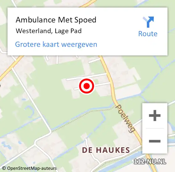 Locatie op kaart van de 112 melding: Ambulance Met Spoed Naar Westerland, Lage Pad op 20 maart 2016 09:49