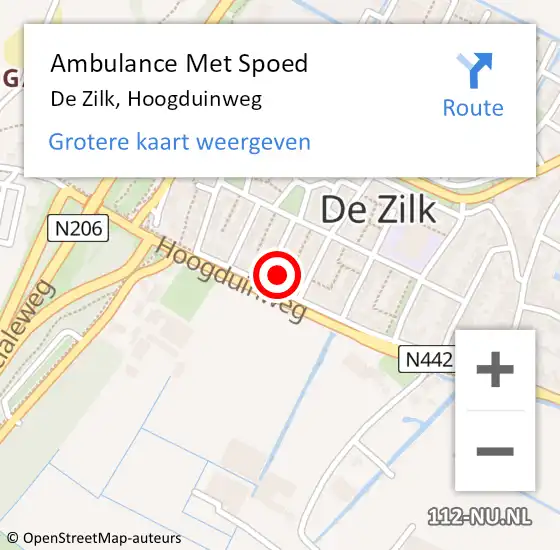 Locatie op kaart van de 112 melding: Ambulance Met Spoed Naar De Zilk, Hoogduinweg op 20 maart 2016 09:58