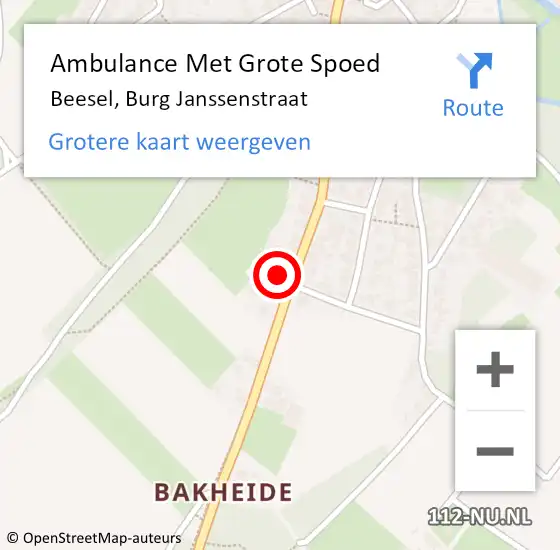 Locatie op kaart van de 112 melding: Ambulance Met Grote Spoed Naar Beesel, Burg Janssenstraat op 20 maart 2016 10:01