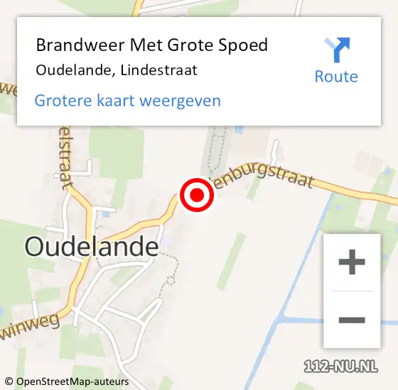 Locatie op kaart van de 112 melding: Brandweer Met Grote Spoed Naar Oudelande, Lindestraat op 20 maart 2016 10:03