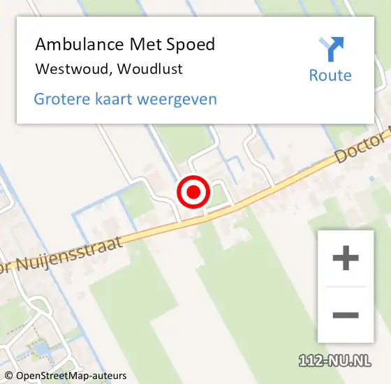 Locatie op kaart van de 112 melding: Ambulance Met Spoed Naar Westwoud, Woudlust op 20 maart 2016 10:37