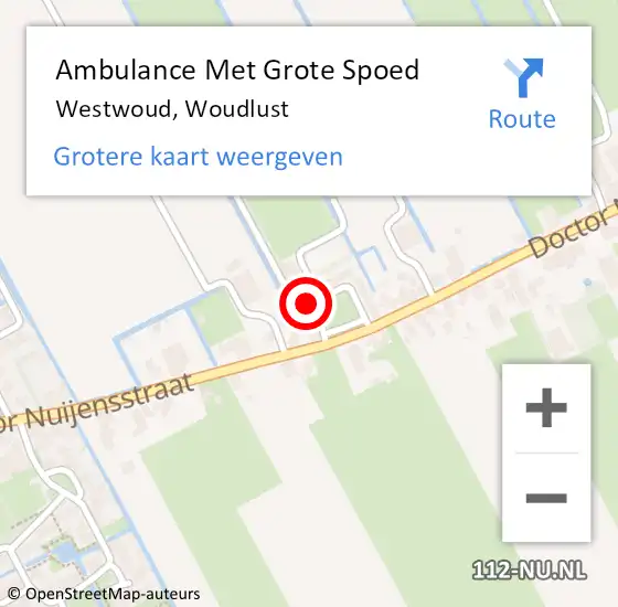 Locatie op kaart van de 112 melding: Ambulance Met Grote Spoed Naar Westwoud, Woudlust op 20 maart 2016 10:39