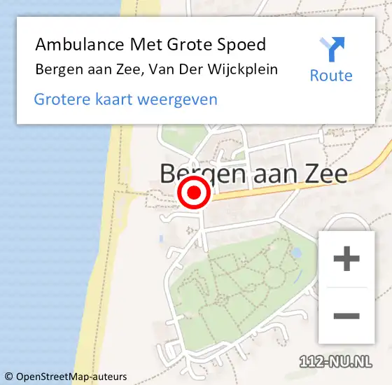 Locatie op kaart van de 112 melding: Ambulance Met Grote Spoed Naar Bergen aan Zee, Van Der Wijckplein op 20 maart 2016 10:58