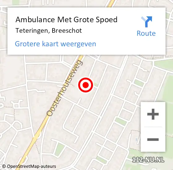 Locatie op kaart van de 112 melding: Ambulance Met Grote Spoed Naar Teteringen, Breeschot op 20 maart 2016 11:35