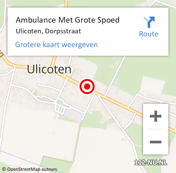 Locatie op kaart van de 112 melding: Ambulance Met Grote Spoed Naar Ulicoten, Dorpsstraat op 20 maart 2016 11:57