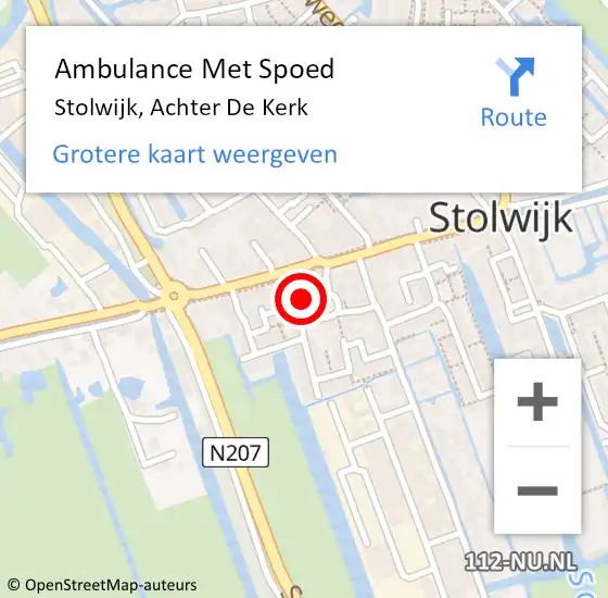 Locatie op kaart van de 112 melding: Ambulance Met Spoed Naar Stolwijk, Achter De Kerk op 20 maart 2016 12:06