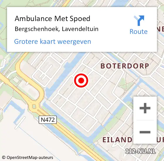 Locatie op kaart van de 112 melding: Ambulance Met Spoed Naar Bergschenhoek, Lavendeltuin op 20 maart 2016 12:12