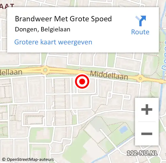 Locatie op kaart van de 112 melding: Brandweer Met Grote Spoed Naar Dongen, Belgielaan op 20 maart 2016 12:19