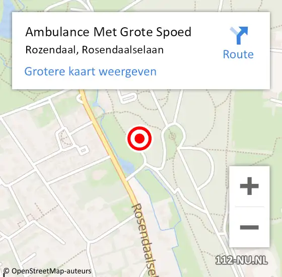 Locatie op kaart van de 112 melding: Ambulance Met Grote Spoed Naar Rozendaal, Rosendaalselaan op 20 maart 2016 12:49