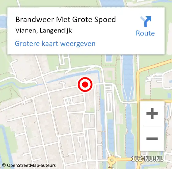 Locatie op kaart van de 112 melding: Brandweer Met Grote Spoed Naar Vianen, Langendijk op 20 maart 2016 13:30