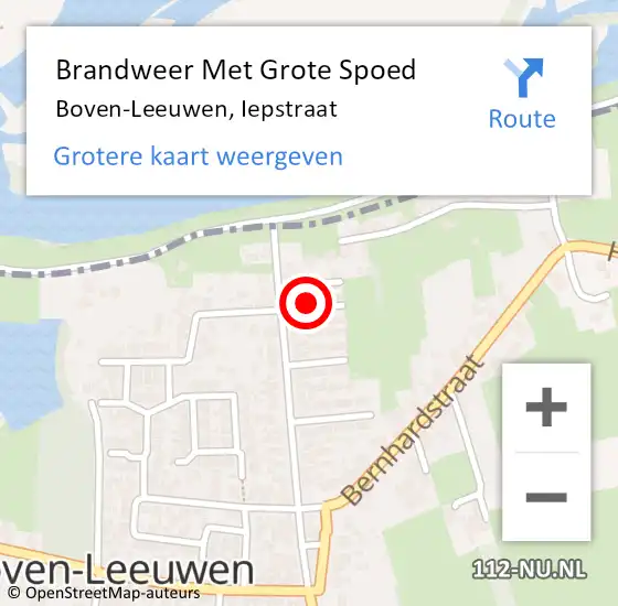 Locatie op kaart van de 112 melding: Brandweer Met Grote Spoed Naar Boven-Leeuwen, Iepstraat op 20 maart 2016 14:00