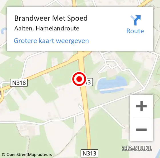 Locatie op kaart van de 112 melding: Brandweer Met Spoed Naar Aalten, N313 op 20 maart 2016 14:25