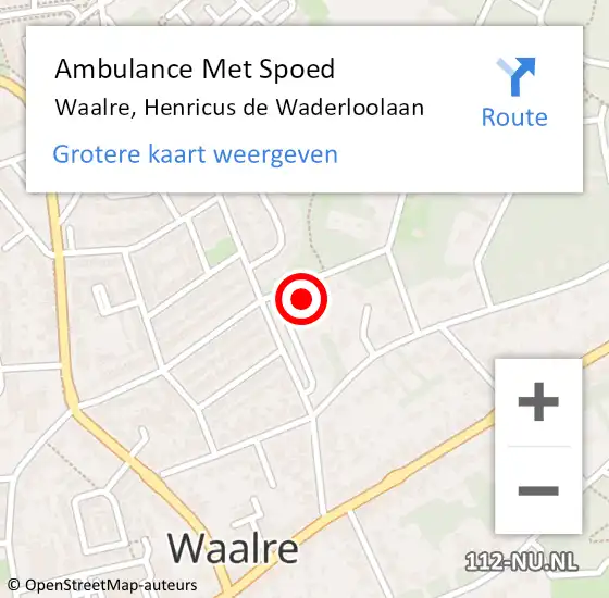 Locatie op kaart van de 112 melding: Ambulance Met Spoed Naar Waalre, Henricus de Waderloolaan op 20 maart 2016 15:17