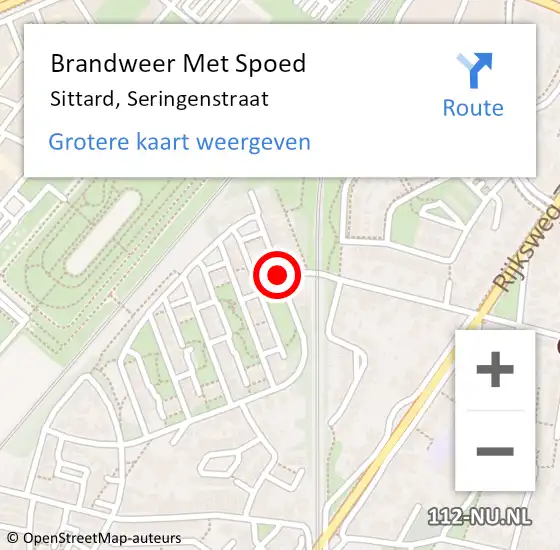 Locatie op kaart van de 112 melding: Brandweer Met Spoed Naar Sittard, Seringenstraat op 20 maart 2016 15:18