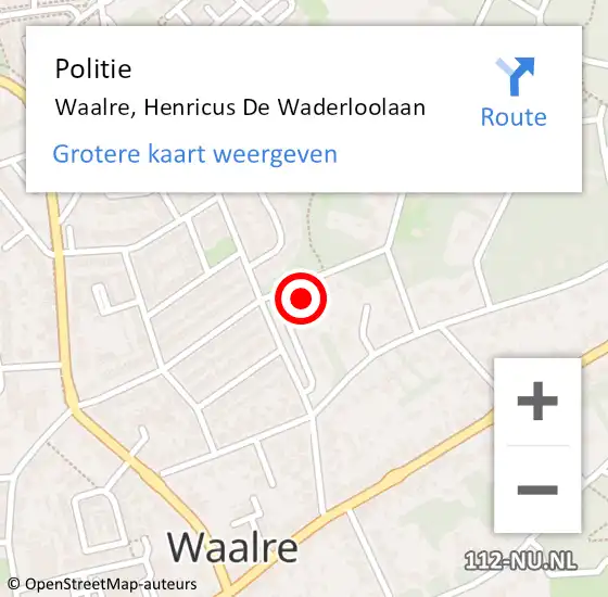 Locatie op kaart van de 112 melding: Politie Waalre, Henricus De Waderloolaan op 20 maart 2016 15:18