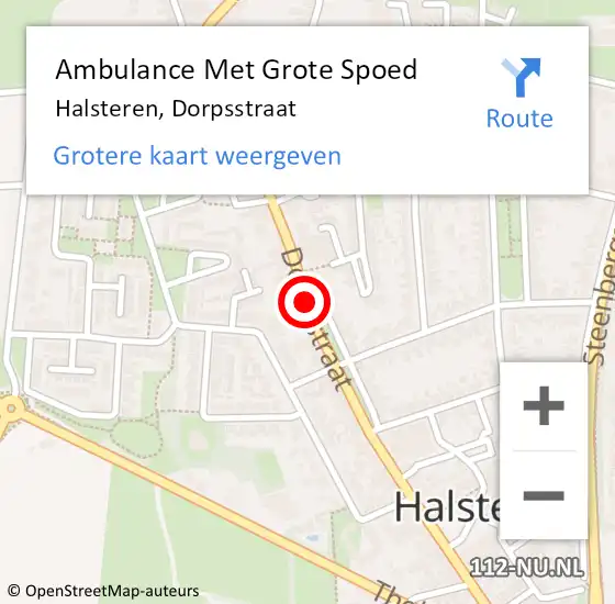 Locatie op kaart van de 112 melding: Ambulance Met Grote Spoed Naar Halsteren, Dorpsstraat op 20 maart 2016 15:22