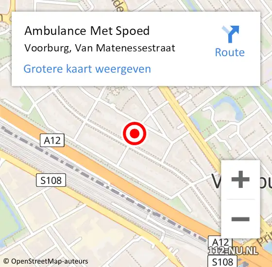 Locatie op kaart van de 112 melding: Ambulance Met Spoed Naar Voorburg, Van Matenessestraat op 20 maart 2016 15:29