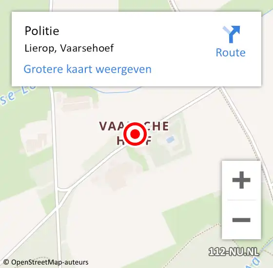 Locatie op kaart van de 112 melding: Politie Lierop, Vaarsehoef op 20 maart 2016 16:27