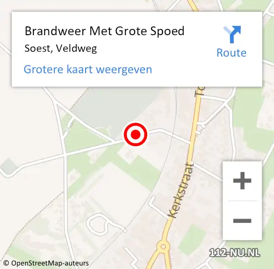 Locatie op kaart van de 112 melding: Brandweer Met Grote Spoed Naar Soest, Veldweg op 20 maart 2016 17:01