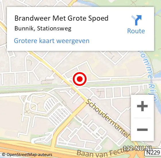 Locatie op kaart van de 112 melding: Brandweer Met Grote Spoed Naar Bunnik, Stationsweg op 20 maart 2016 18:01