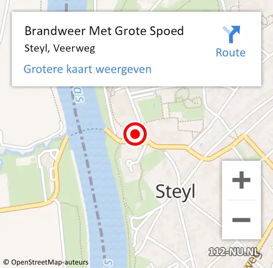 Locatie op kaart van de 112 melding: Brandweer Met Grote Spoed Naar Steyl, Veerweg op 20 maart 2016 18:15