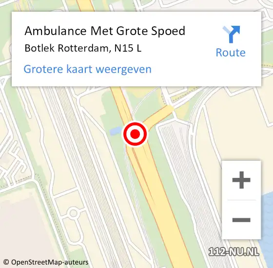 Locatie op kaart van de 112 melding: Ambulance Met Grote Spoed Naar Botlek Rotterdam, N15 L op 20 maart 2016 19:12