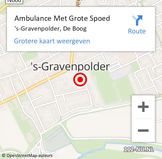 Locatie op kaart van de 112 melding: Ambulance Met Grote Spoed Naar 's-Gravenpolder, De Boog op 20 maart 2016 19:27