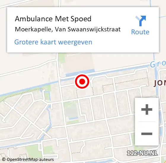 Locatie op kaart van de 112 melding: Ambulance Met Spoed Naar Moerkapelle, Van Swaanswijckstraat op 20 maart 2016 19:49