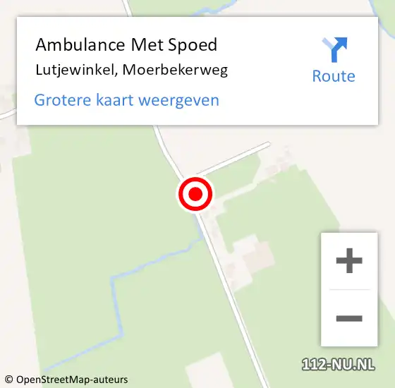 Locatie op kaart van de 112 melding: Ambulance Met Spoed Naar Lutjewinkel, Moerbekerweg op 20 maart 2016 21:00