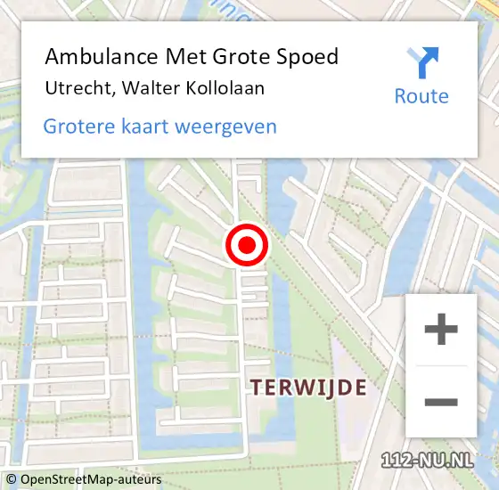 Locatie op kaart van de 112 melding: Ambulance Met Grote Spoed Naar Utrecht, Walter Kollolaan op 20 maart 2016 23:07