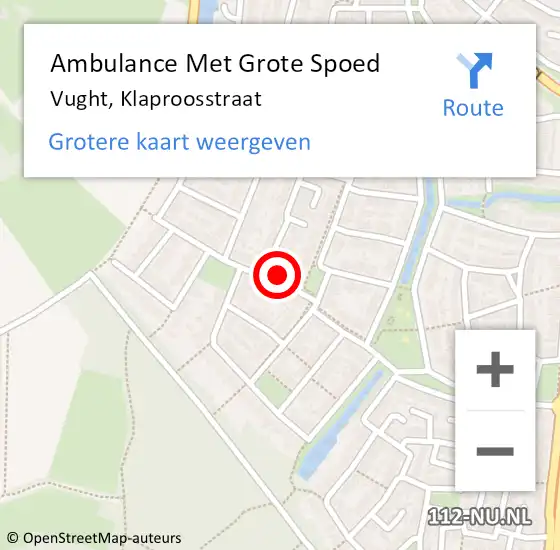 Locatie op kaart van de 112 melding: Ambulance Met Grote Spoed Naar Vught, Klaproosstraat op 20 maart 2016 23:09