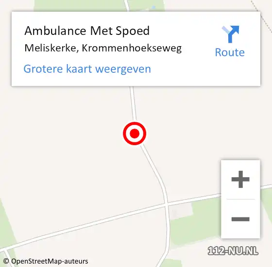 Locatie op kaart van de 112 melding: Ambulance Met Spoed Naar Meliskerke, Krommenhoekseweg op 20 maart 2016 23:47